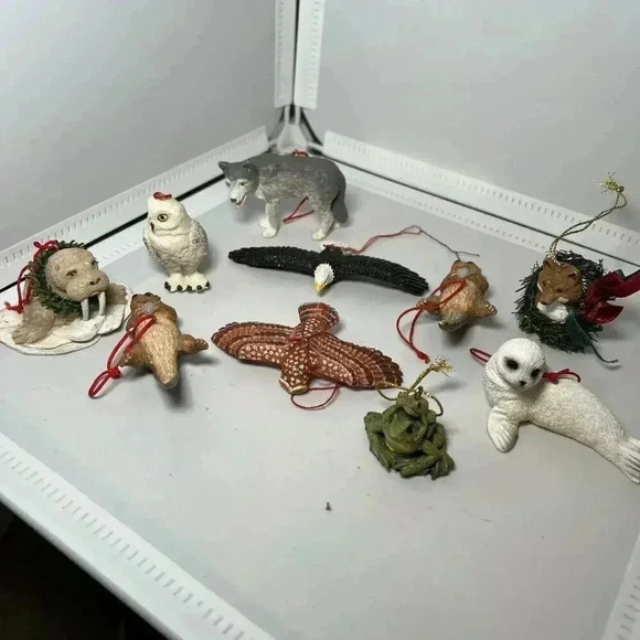 Animal Ornaments Lot Of 10 Frog, Wolf, Owl, Eagle, Otter, Seal, Walrus - Picture 1 of 13